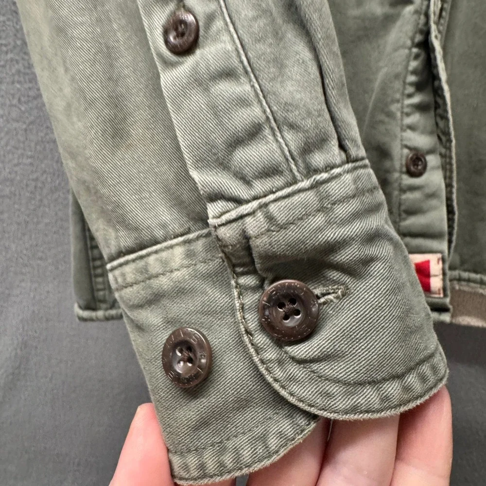 Levi's Shirt Jacket Mens XL Sherpa Lined Olive Green Workwear Shacket Classic - Picture 5 of 9